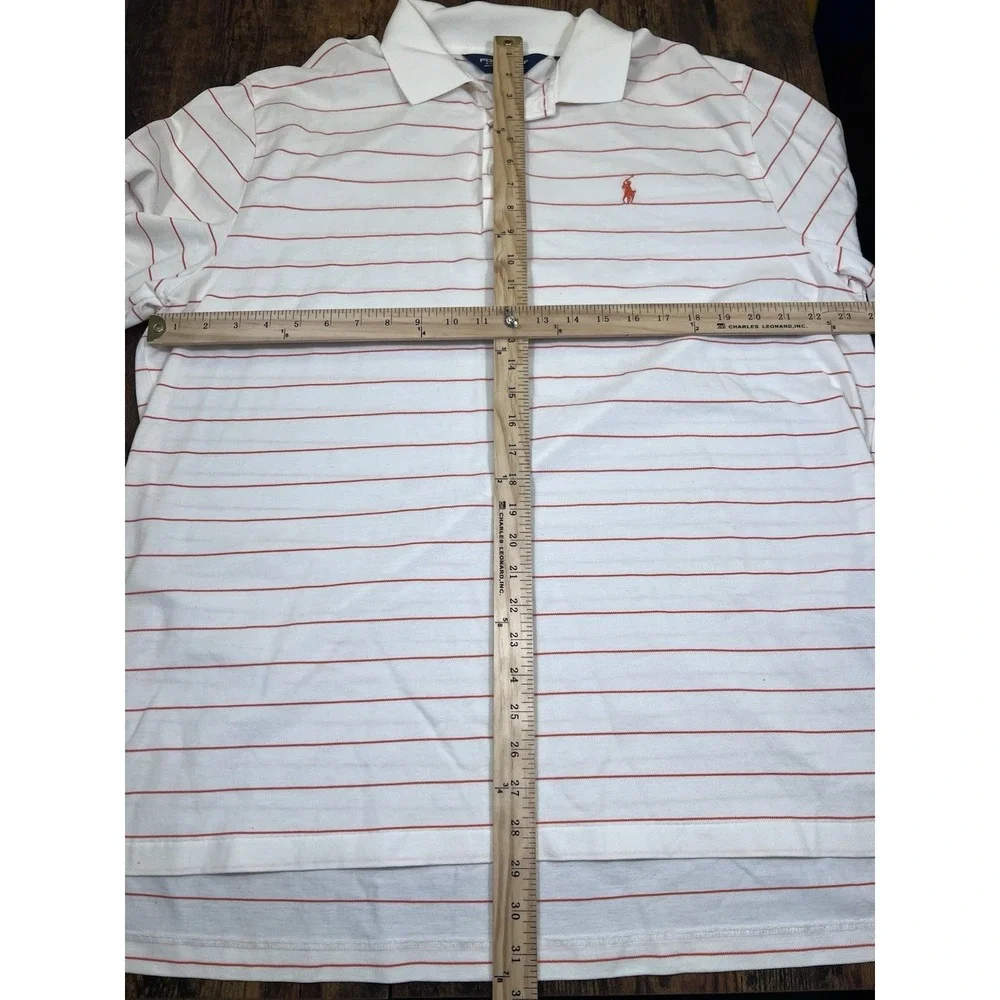 Polo Golf Ralph Lauren Mens XL White W/Orange Stripes Short Bandon Dunes Ad Pima